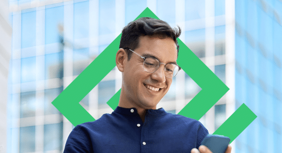 Man smiling with green overlay